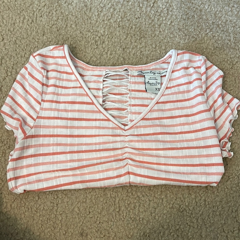 Striped v-neck top